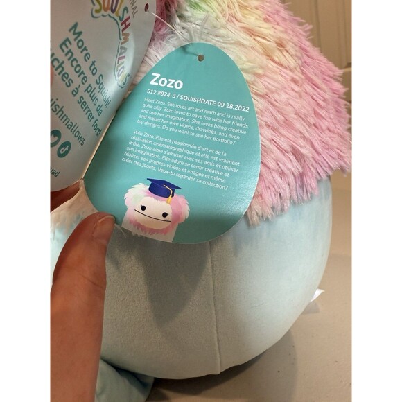 Squishmallows ZoZo Graduation Stuffed Plush Animal Yeti Toy Grad Cap 14" Tags - Picture 6 of 6